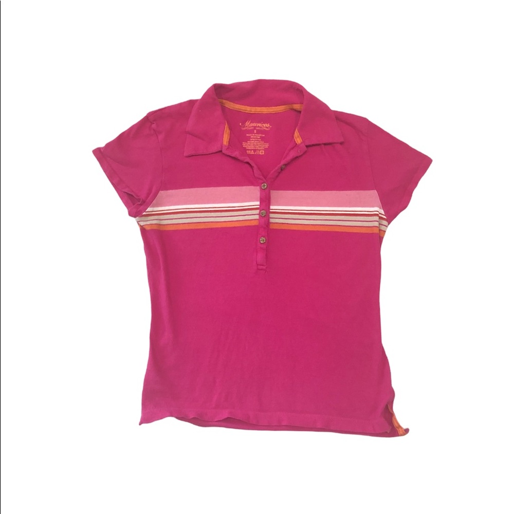 MAURICES Pink Striped Polo Shirt Junior Size Small